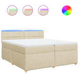 Bed slatted base with mattress Cream 200x200 cm Fabric