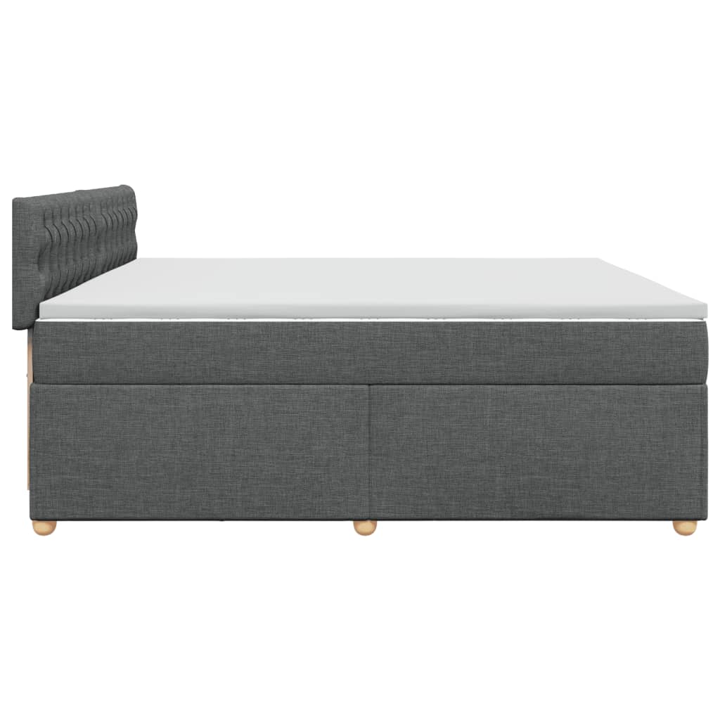 Sommier à lattes de lit avec matelas Gris foncé 200x200cm Tissu