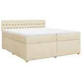 Bed slatted base with mattress Cream 200x200 cm Fabric