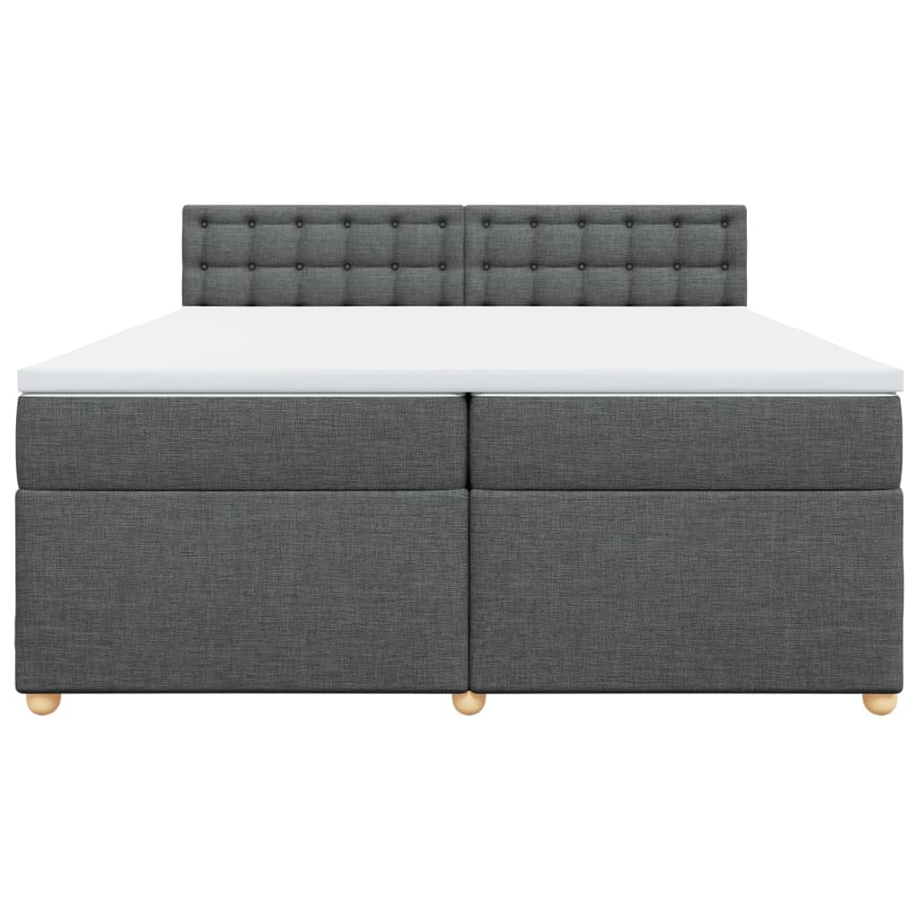 Sommier à lattes de lit avec matelas Gris foncé 200x200cm Tissu