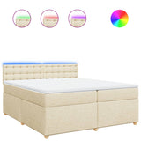 Bed slatted base with mattress Cream 200x200 cm Fabric