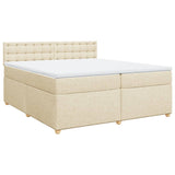 Bed slatted base with mattress Cream 200x200 cm Fabric