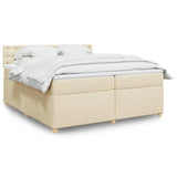 Bed slatted base with mattress Cream 200x200 cm Fabric