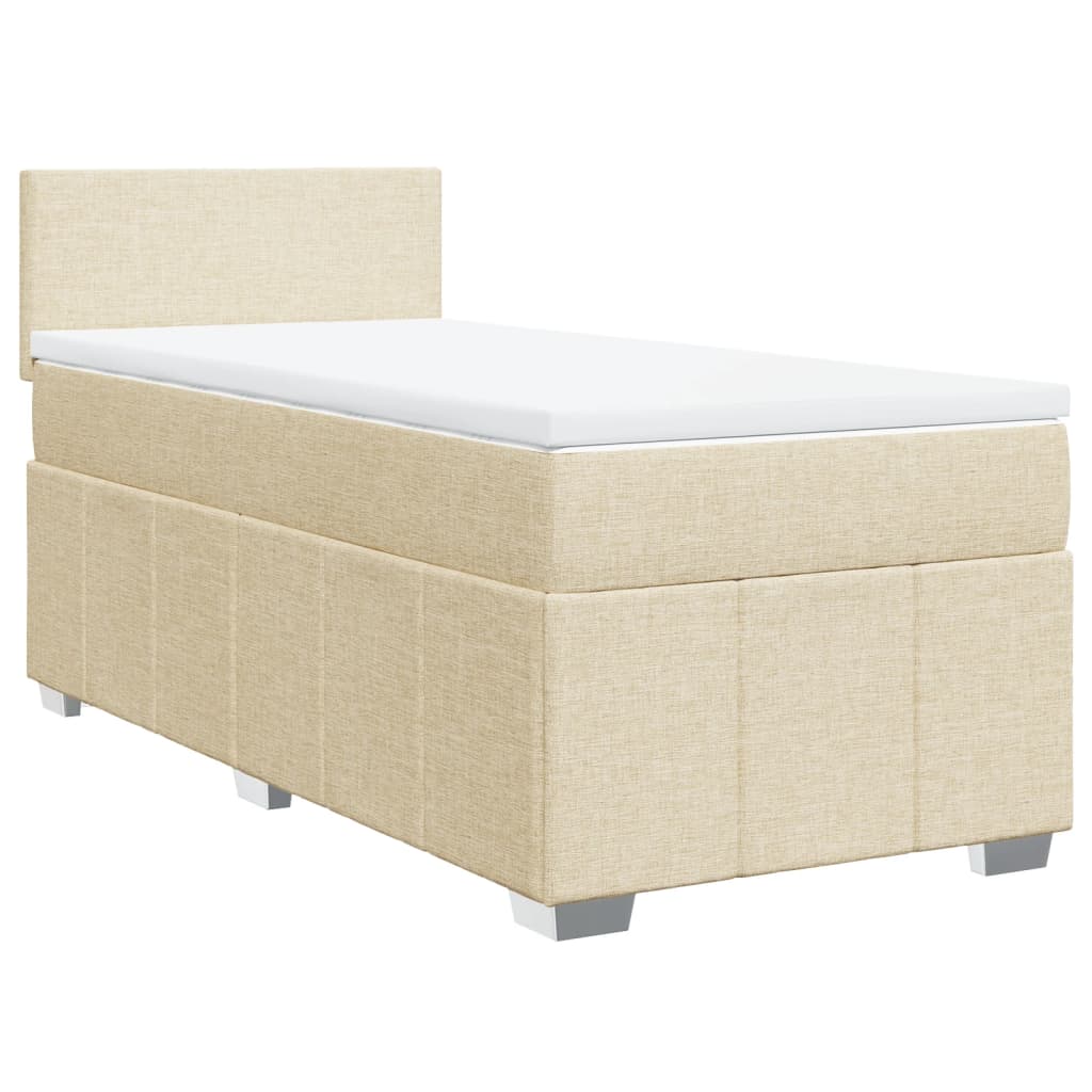 Bed slatted base with mattress Cream 80x200 cm Fabric