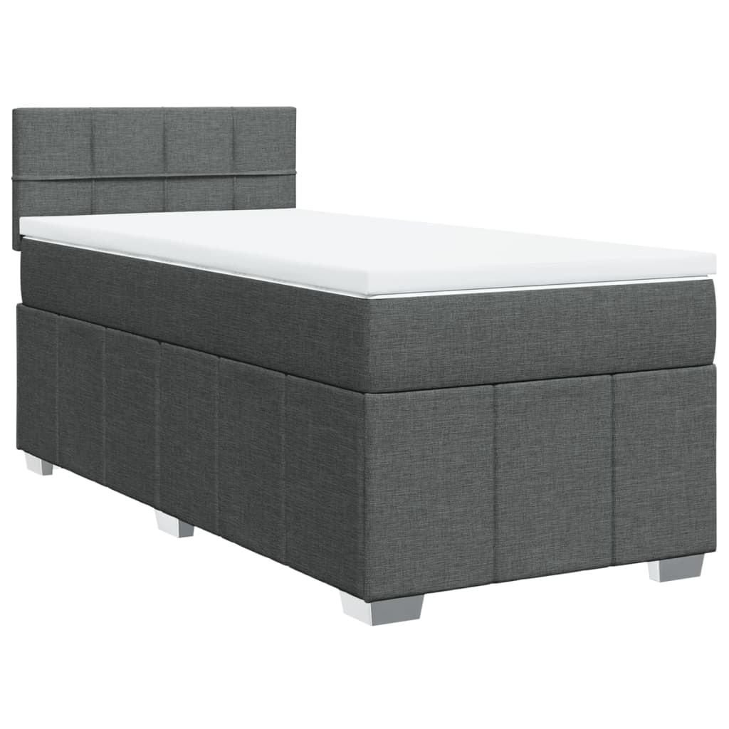 Sommier à lattes de lit avec matelas Gris foncé 80x200 cm Tissu