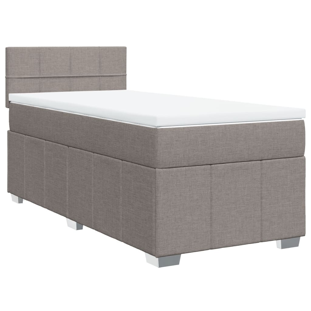 Slatted bed base with mattress Taupe 80x200 cm Fabric