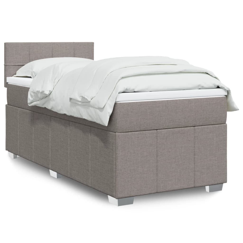 Slatted bed base with mattress Taupe 80x200 cm Fabric