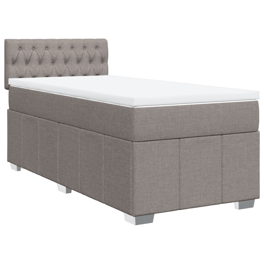 Slatted bed base with mattress Taupe 80x200 cm Fabric