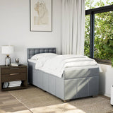 Slatted bed base with light gray mattress 80x200 cm fabric