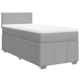 Slatted bed base with mattress Light grey 90x200 cm Fabric