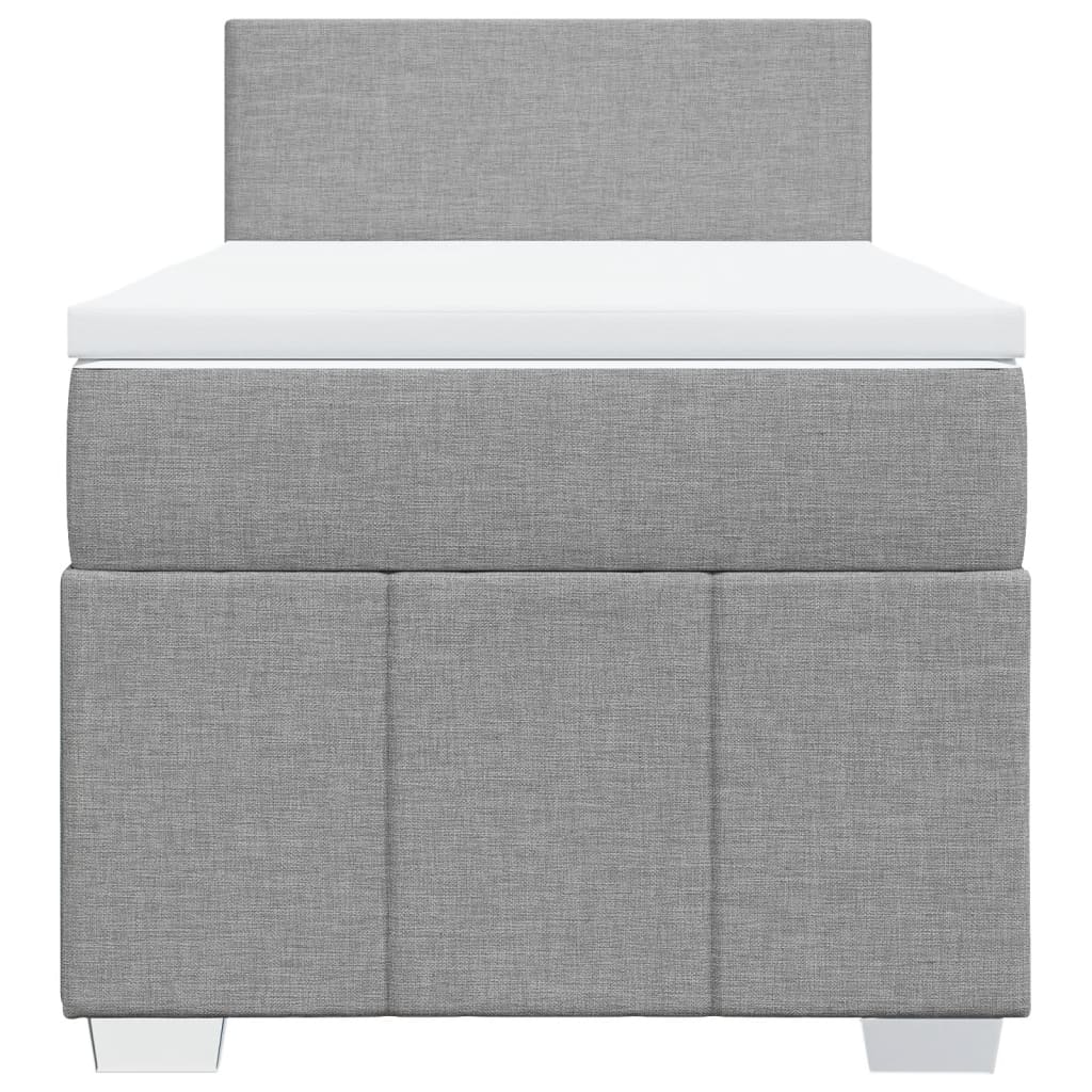 Slatted bed base with mattress Light grey 90x200 cm Fabric