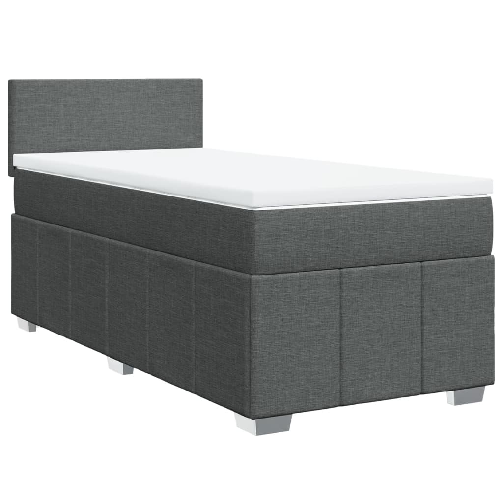 Sommier à lattes de lit avec matelas Gris foncé 90x200 cm Tissu