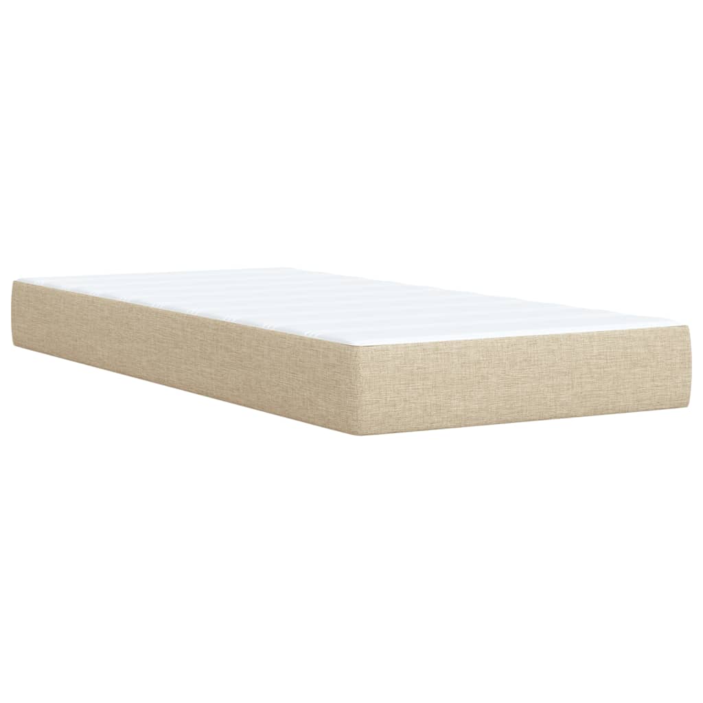 Bed slatted base with mattress Cream 90x200 cm Fabric