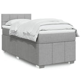 Slatted bed base with mattress Light grey 90x200 cm Fabric