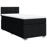 Slatted bed base with mattress Black 90x200 cm Fabric