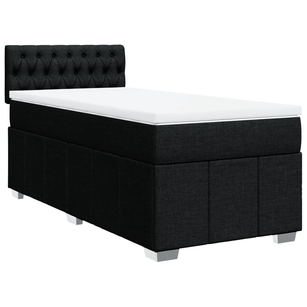 Slatted bed base with mattress Black 90x200 cm Fabric