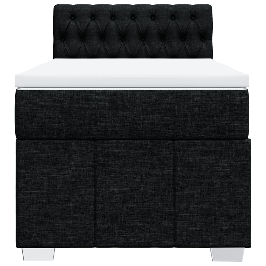 Slatted bed base with mattress Black 90x200 cm Fabric