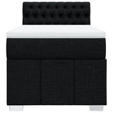 Slatted bed base with mattress Black 90x200 cm Fabric