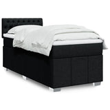 Slatted bed base with mattress Black 90x200 cm Fabric