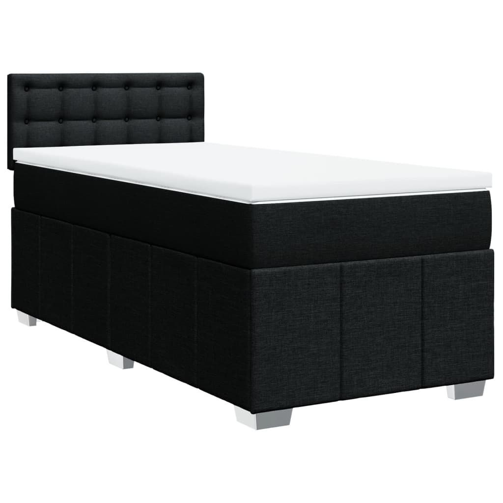 Slatted bed base with mattress Black 90x200 cm Fabric