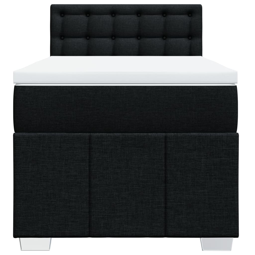 Slatted bed base with mattress Black 90x200 cm Fabric