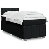 Slatted bed base with mattress Black 90x200 cm Fabric