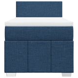 Slatted bed base with mattress Blue 100x200 cm Fabric