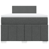 Slatted bed base with dark gray mattress 120x190cm fabric