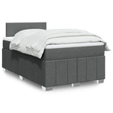 Slatted bed base with dark gray mattress 120x190cm fabric