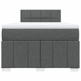 Slatted bed base with dark gray mattress 120x190cm fabric