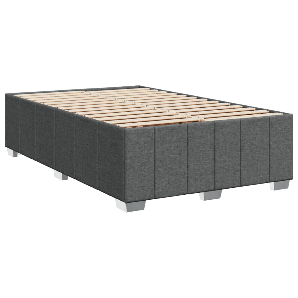 Slatted bed base with dark gray mattress 120x190cm fabric