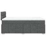 Slatted bed base with dark gray mattress 120x190cm fabric