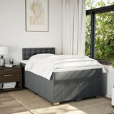 Slatted bed base with dark gray mattress 120x190cm fabric