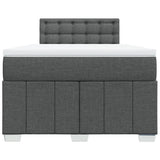 Slatted bed base with dark gray mattress 120x190cm fabric