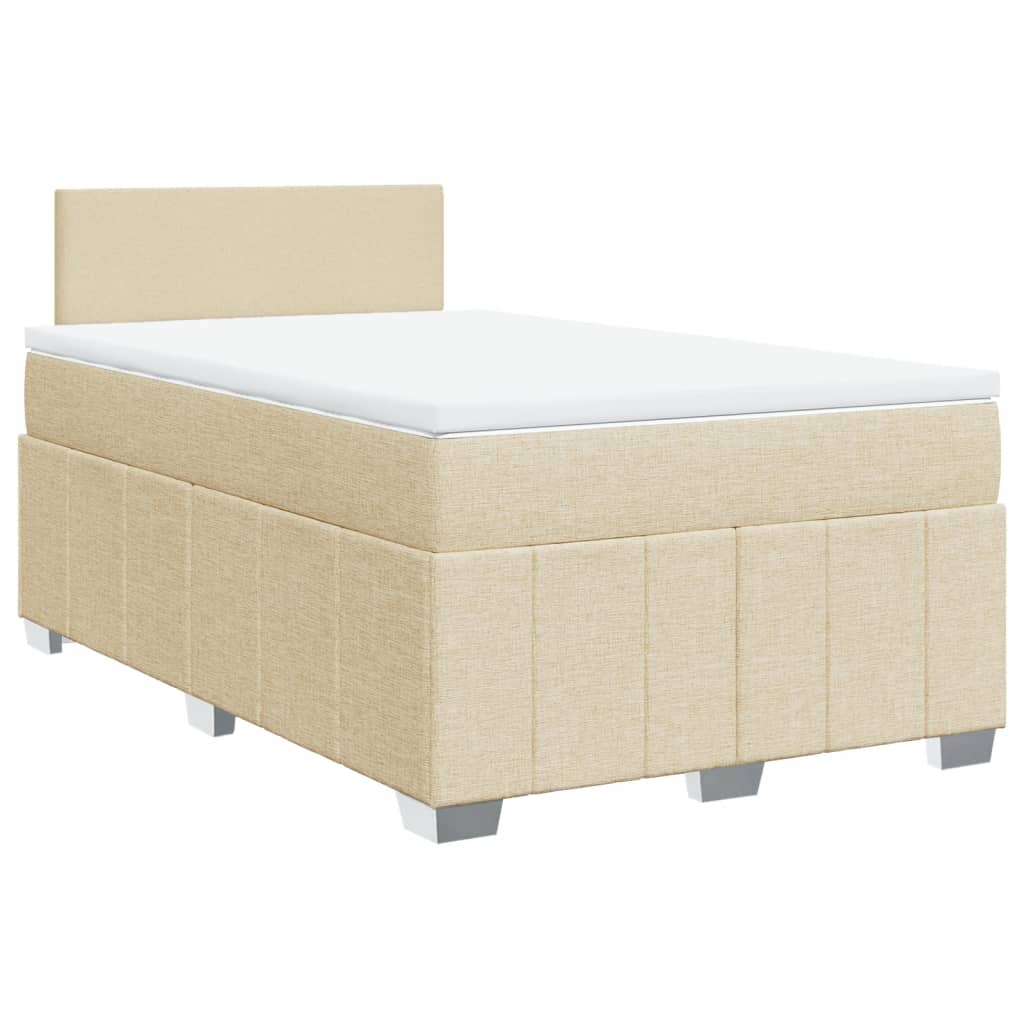 Bed slatted base with mattress Cream 120x200 cm Fabric