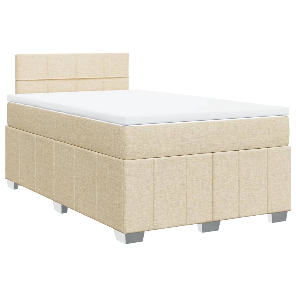 Bed slatted base with mattress Cream 120x200 cm Fabric