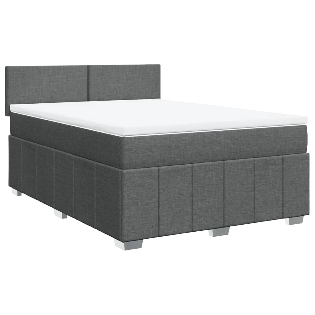 Sommier à lattes de lit avec matelas Gris foncé 140x190cm Tissu