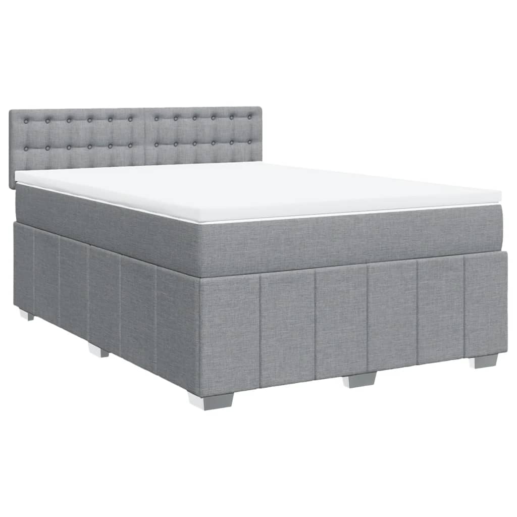 Sommier à lattes de lit avec matelas Gris clair 140x190cm Tissu