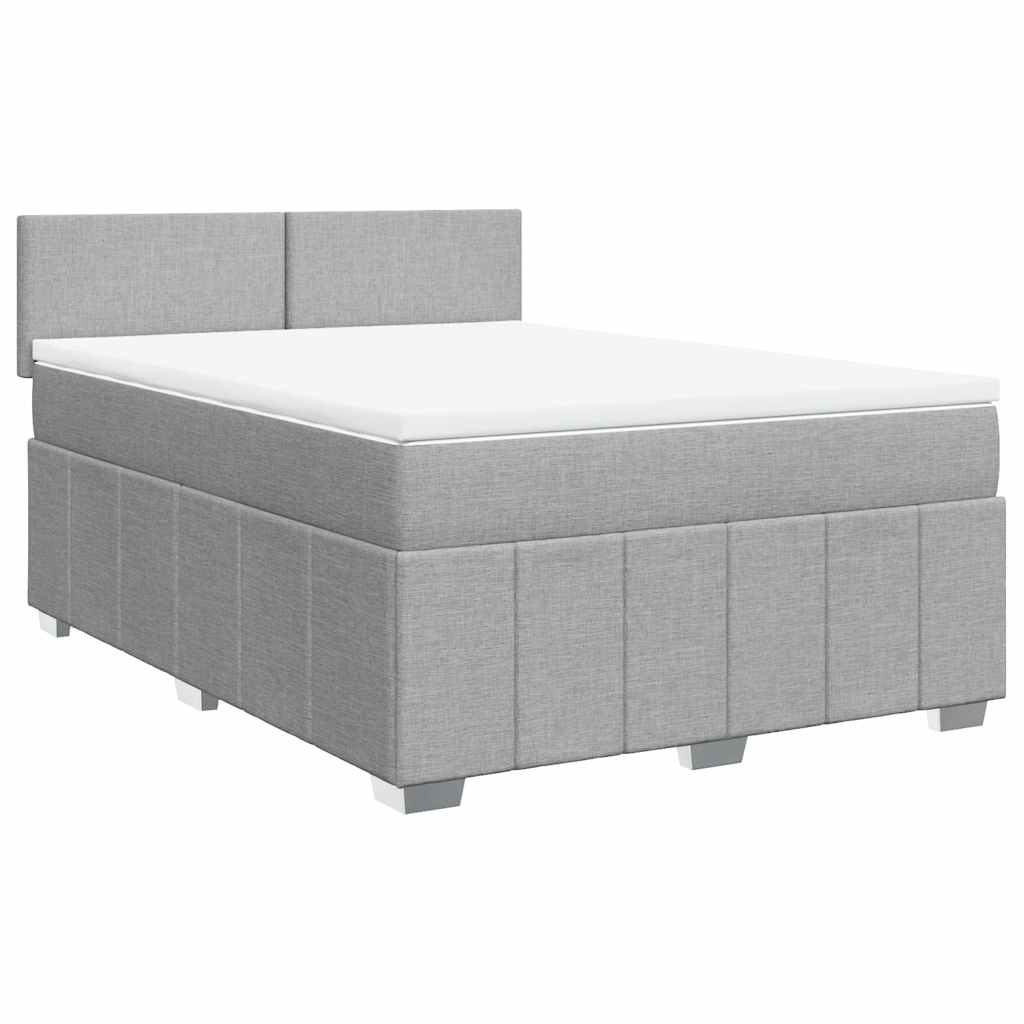 Slatted bed base with mattress Light grey 140x200cm Fabric