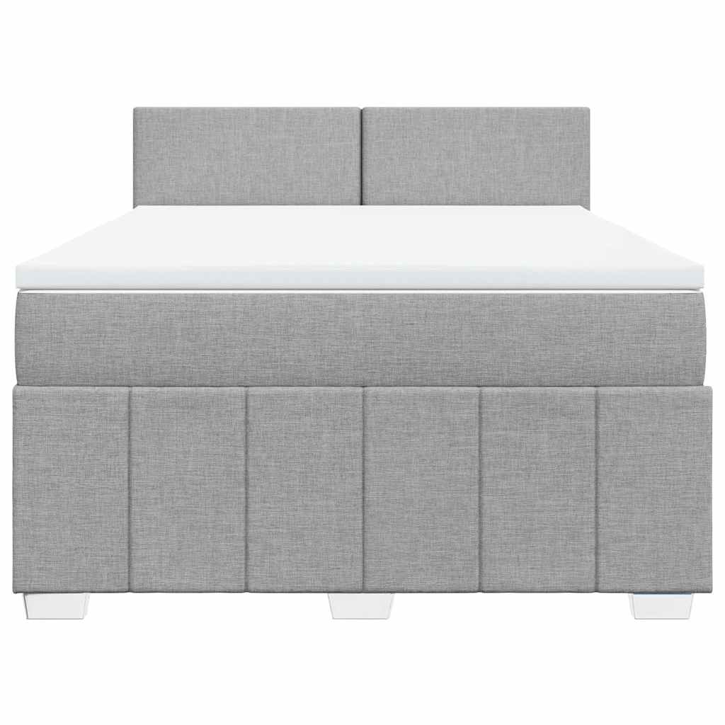 Slatted bed base with mattress Light grey 140x200cm Fabric