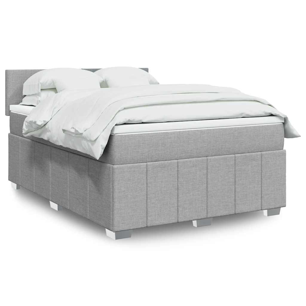 Slatted bed base with mattress Light grey 140x200cm Fabric