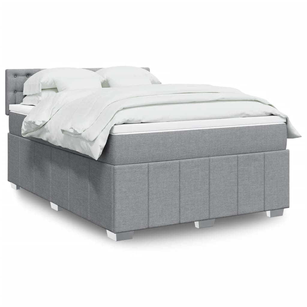 Slatted bed base with mattress Light grey 140x200cm Fabric