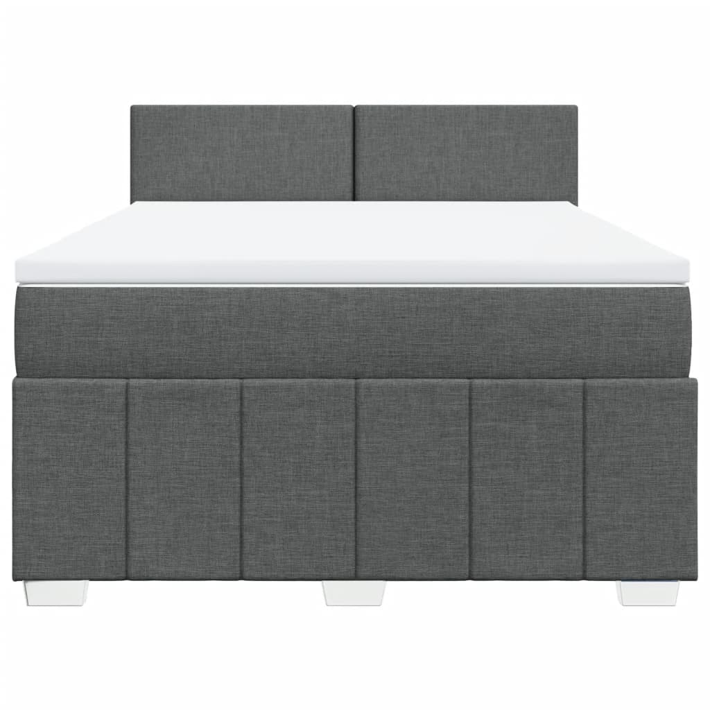 Sommier à lattes de lit avec matelas Gris foncé 160x200cm Tissu