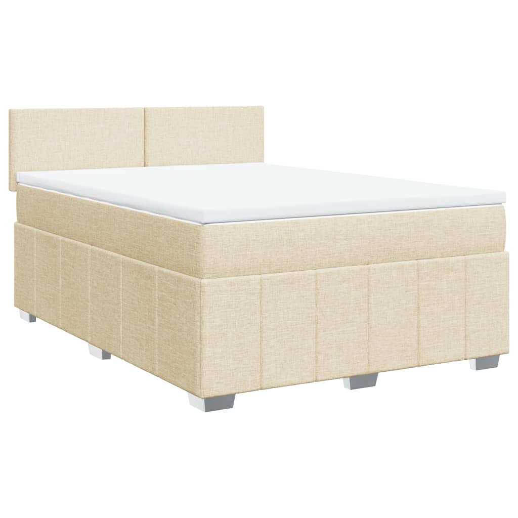 Sommier à lattes de lit avec matelas Crème 160x200 cm Tissu