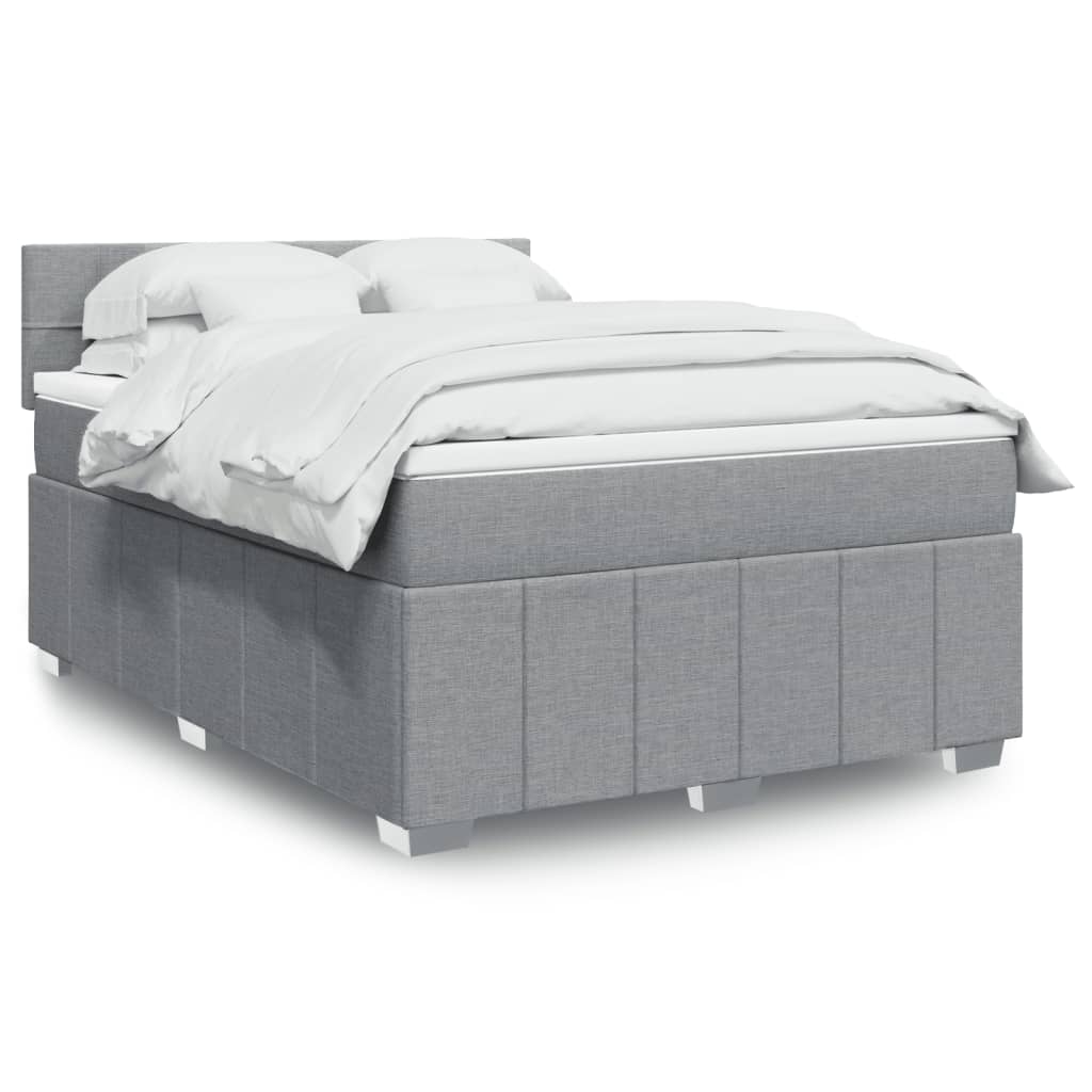 Slatted bed base with mattress Light grey 160x200cm Fabric