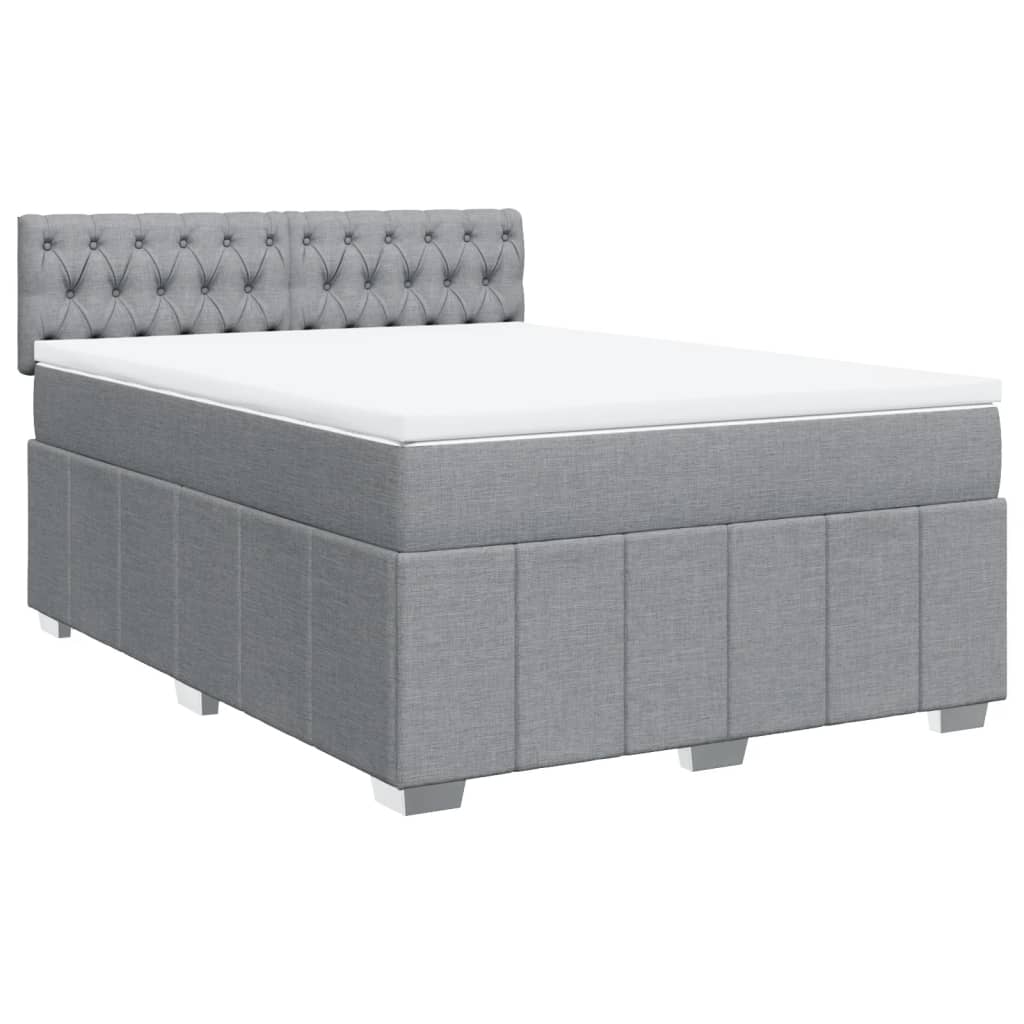 Sommier à lattes de lit avec matelas Gris clair 160x200cm Tissu