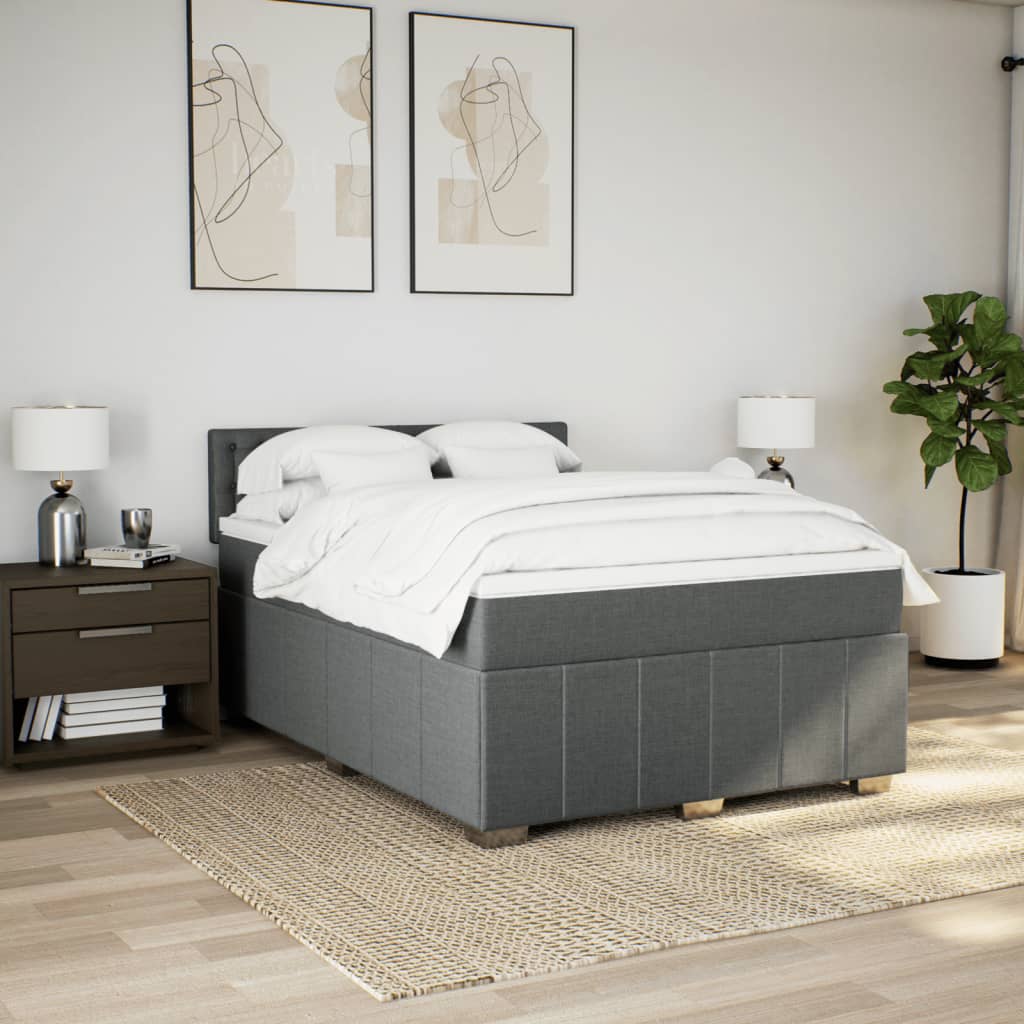 Slatted bed base with mattress Dark grey 160x200cm Fabric