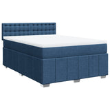 Slatted bed base with mattress Blue 160x200 cm Fabric