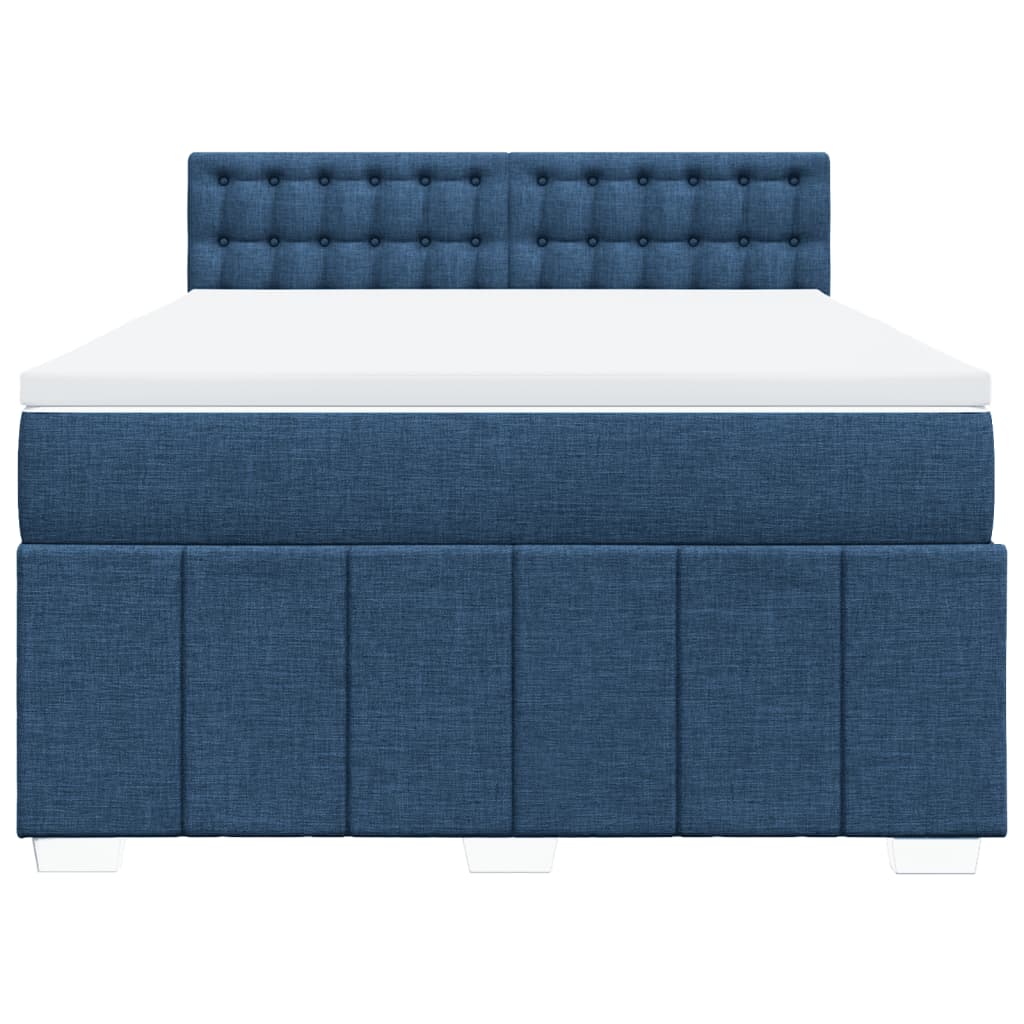 Slatted bed base with mattress Blue 160x200 cm Fabric