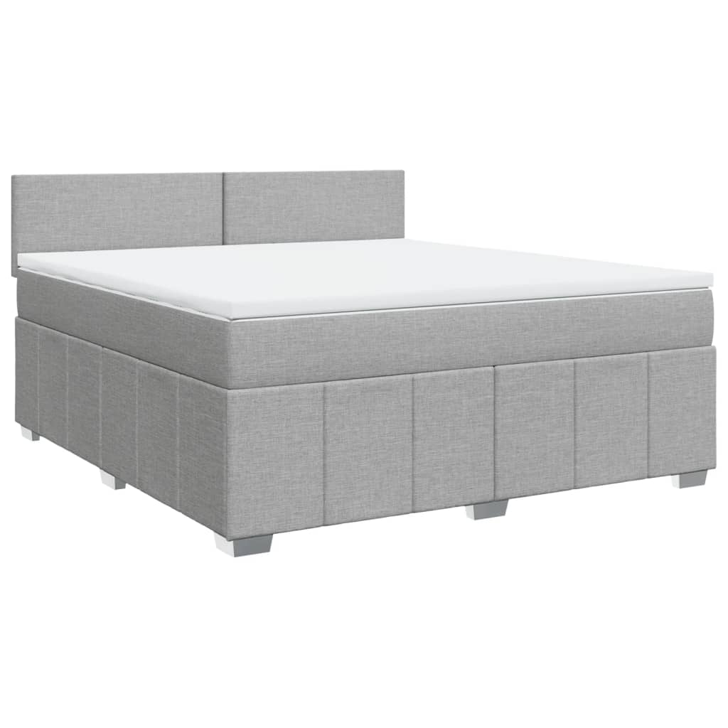 Slatted bed base with mattress Light grey 180x200cm Fabric